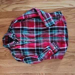 Ralph Lauren size 6 button down collared shirt, red/green/navy/white plaid